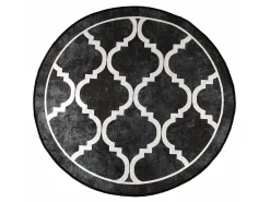 Alfombra lavable antideslizante negro y blanco Ø 120 cm ES39365