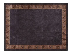 Alfombra lavable antideslizante negro y dorado 400x300 cm