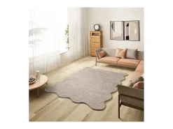 Alfombra lavable antideslizante - liso - piedra - 160 x 230 cm - MELLOW