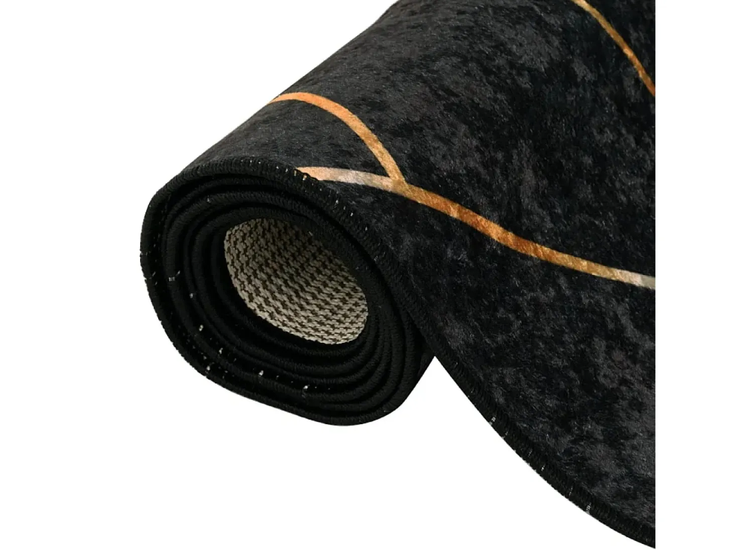 Alfombra lavable antideslizante negro y dorado 80x300 cm