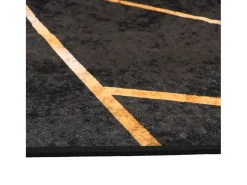 Alfombra lavable antideslizante negro y dorado 80x300 cm