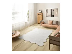 Alfombra lavable antideslizante - liso - blanco - 120 x 170 cm - MELLOW
