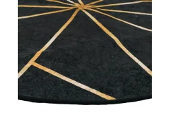Alfombra lavable antideslizante negro y dorado Ø 120 cm