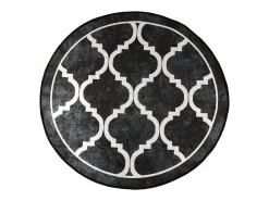 Alfombra lavable antideslizante negro y blanco Ø 120 cm