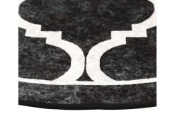 Alfombra lavable antideslizante negro y blanco Ø 120 cm