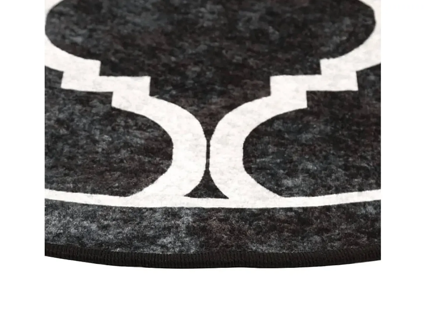 Alfombra lavable blanca y negra Ø 120 cm antideslizante