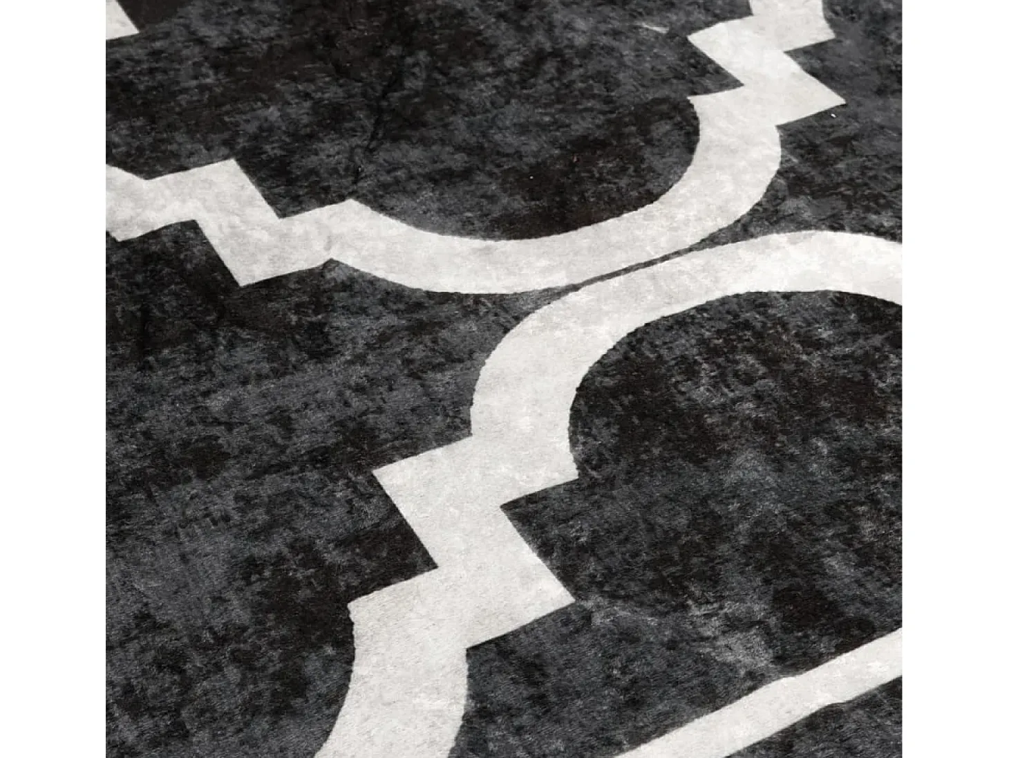 Alfombra lavable blanca y negra Ø 120 cm antideslizante