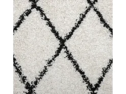 Alfombra moderna de pelo largo en color crema y negro, Ø 100 cm
