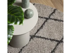 Alfombra moderna de pelo largo en beige y antracita Ø 120 cm