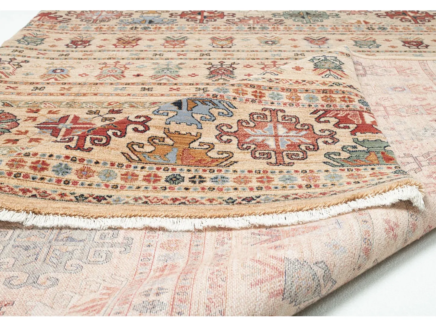 Alfombra oriental tejida de lana 160x230 cm Beige Saharna
