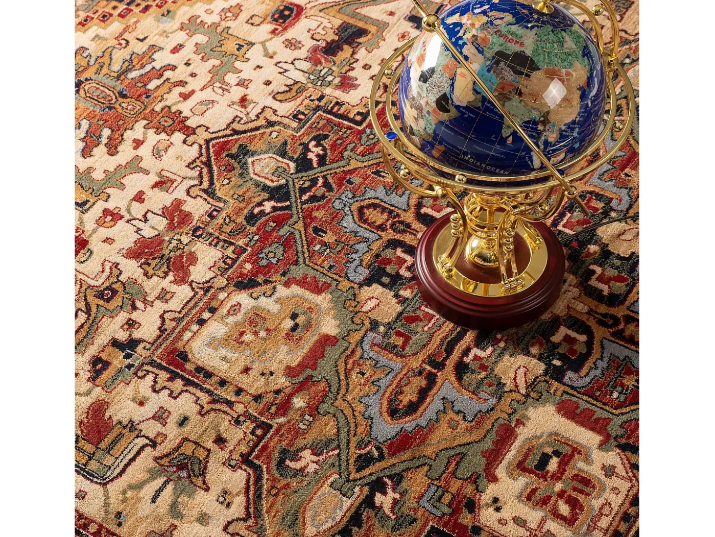 Alfombra oriental tejida de lana 300x380 cm Beige Saharna