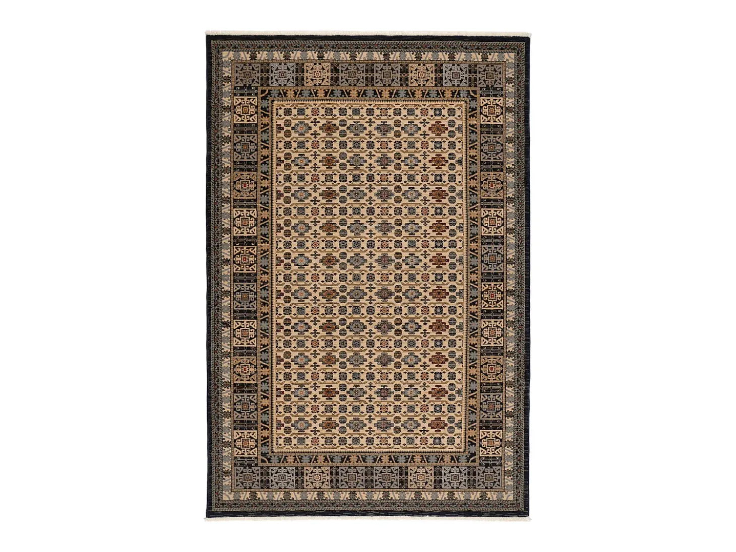 Alfombra oriental tejida de lana 120x145 cm azul multi Saharna