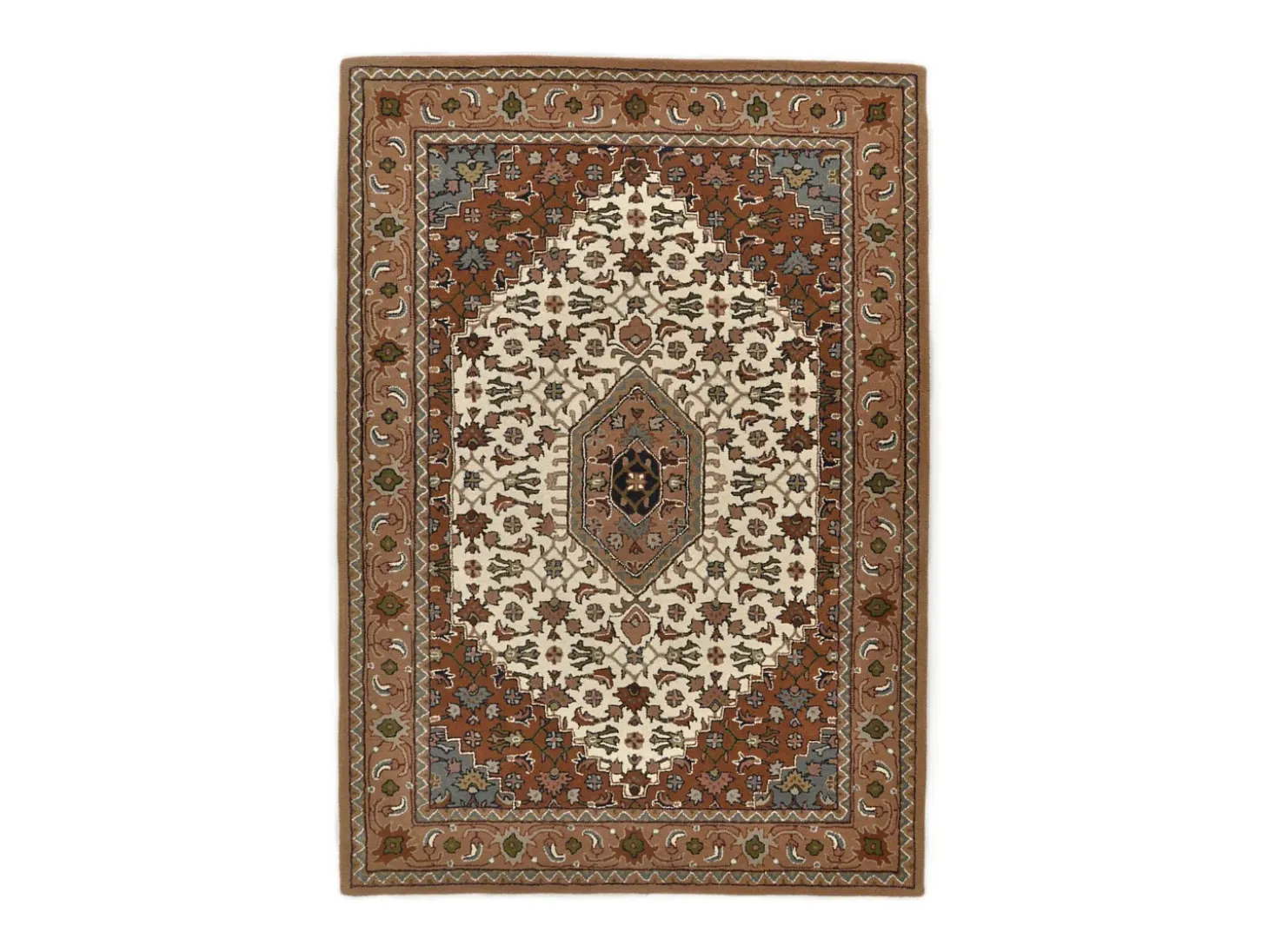 Alfombra oriental tejida a mano con lana 70x140 cm Beige Royal Orient