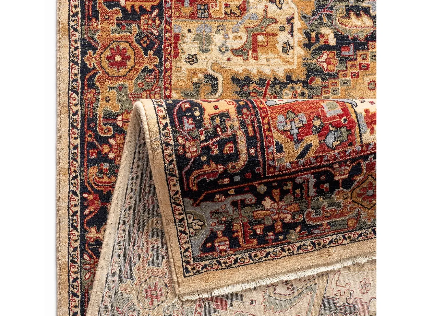 Alfombra oriental tejida de lana 160x230 cm Beige Saharna