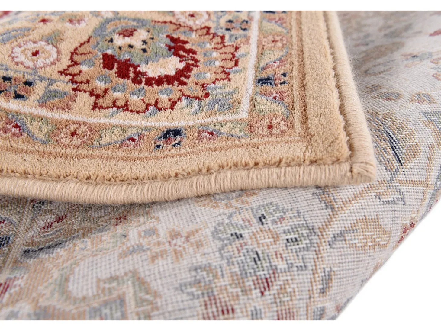 Alfombra oriental tejida con ribete 80x250 cm Beige Dolna