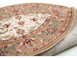 Alfombra oriental tejida con ribete 133x133 cm Beige Dolna