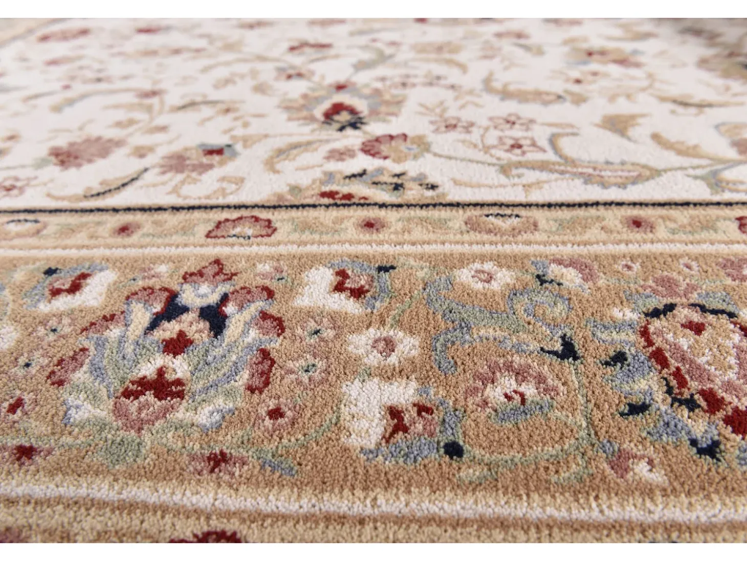 Alfombra oriental tejida con ribete 133x133 cm Beige Dolna
