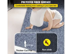 Alfombra para Interior y Exterior SucceBuy, 1,8 x 4 m, Alfombra Marina Gris, Antideslizante para Interior/Exterior