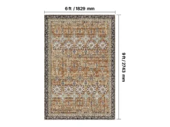 Alfombra para Salón SucceBuy, 1,8 x 2,7 m, Alfombra Grande para Dormitorio Lavable y Antideslizante, Suave y Cómoda, Estilo Vintage, Marrón y Verde