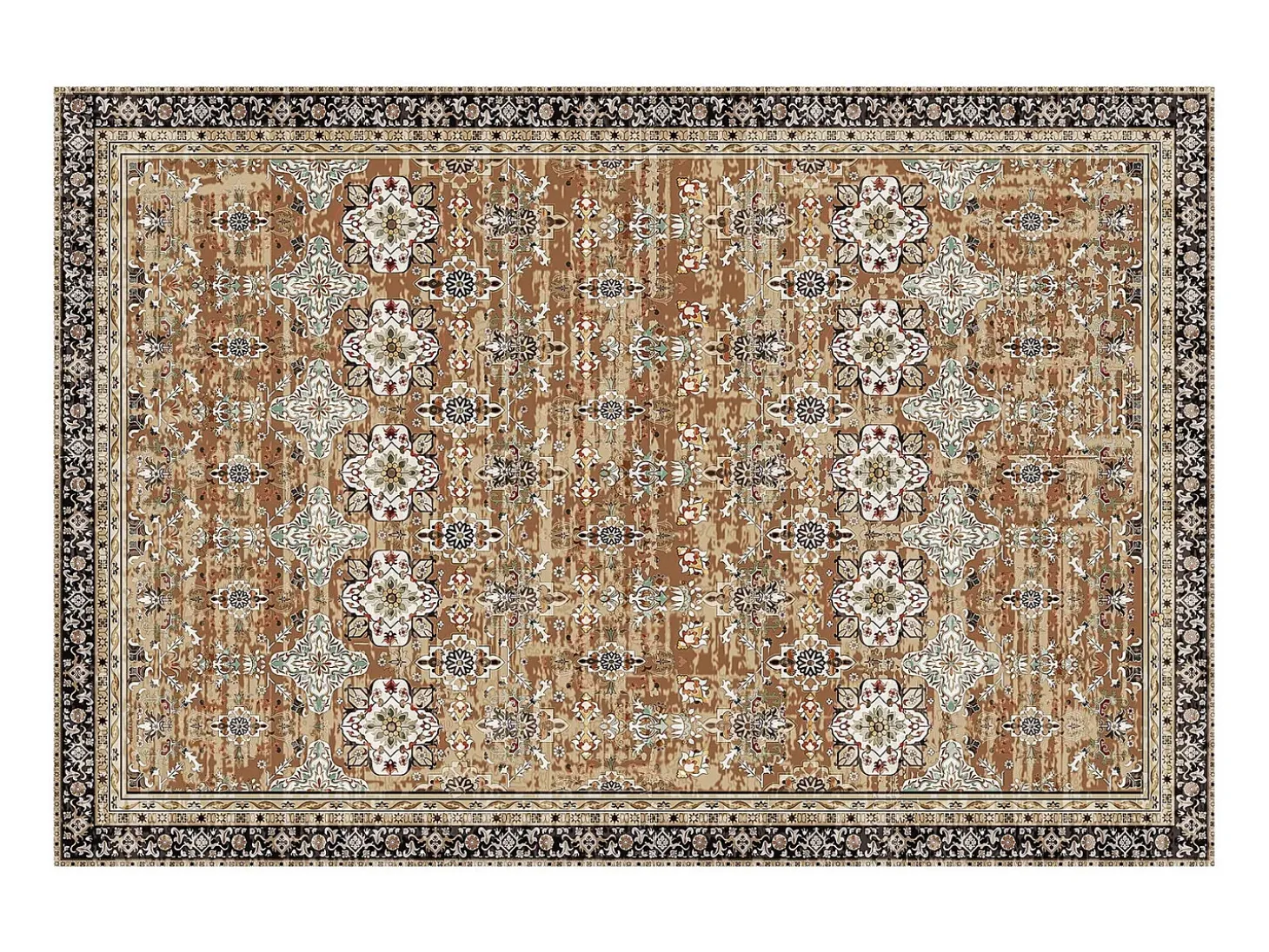 Alfombra para Salón SucceBuy, 1,8 x 2,7 m, Alfombra Grande para Dormitorio Lavable y Antideslizante, Suave y Cómoda, Estilo Vintage, Marrón y Verde