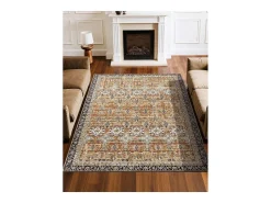 Alfombra para Salón SucceBuy, 1,8 x 2,7 m, Alfombra Grande para Dormitorio Lavable y Antideslizante, Suave y Cómoda, Estilo Vintage, Marrón y Verde