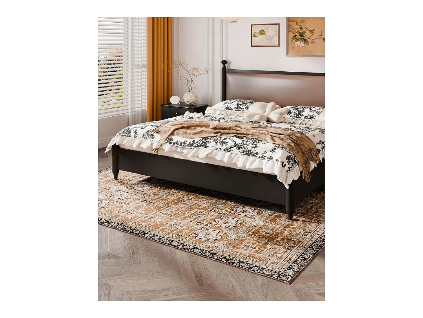 Alfombra para Salón SucceBuy, 1,8 x 2,7 m, Alfombra Grande para Dormitorio Lavable y Antideslizante, Suave y Cómoda, Estilo Vintage, Marrón y Verde