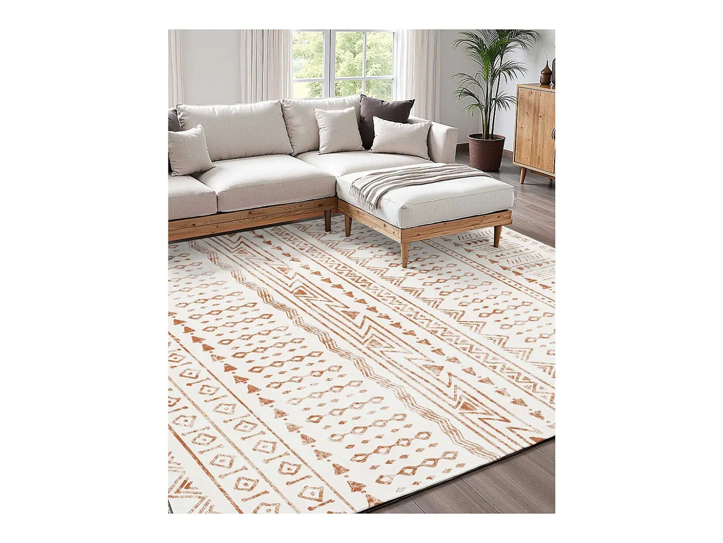 Alfombra para Salón SucceBuy, 1,8 x 2,7 m, Alfombra Grande para Dormitorio Lavable y Antideslizante, Suave y Cómoda, Estilo Moderno, para Dormitorio, Beige