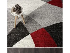 Alfombra Pearl Salón morno Corte contorno, Gris Rojo, 200 x 280 cm