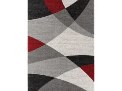 Alfombra Pearl Salón morno Corte contorno, Gris Rojo, 200 x 280 cm