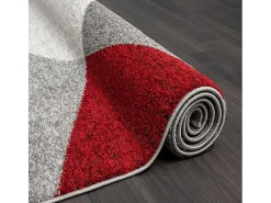 Alfombra Pearl Salón morno Corte contorno, Gris Rojo, 200 x 280 cm