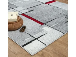 Alfombra Pearl Salón morno Pelo corto, Gris Rojo, 120 x 160 cm