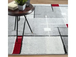 Alfombra Pearl Salón morno Pelo corto, Gris Rojo, 200 x 280 cm