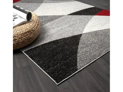 Alfombra Pearl Salón morno Corte contorno, Gris Rojo, 140 x 200 cm