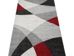 Alfombra Pearl Salón morno Corte contorno, Gris Rojo, 80 x 140 cm