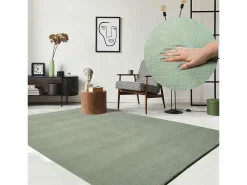 Alfombra pelo corto lavable antideslizante - Verde - 80 x 150 cm - RELAX