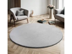 Alfombra pelo corto lavable antideslizante - Gris - 120 cm Redondo - RELAX