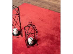Alfombra pelo corto lavable antideslizante - Rojo - 120 cm Redondo - RELAX