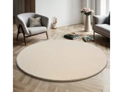 Alfombra pelo corto lavable antideslizante - Beige - 120 cm Redondo - RELAX