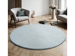 Alfombra pelo corto lavable antideslizante - Azul - 200 cm Redondo - RELAX