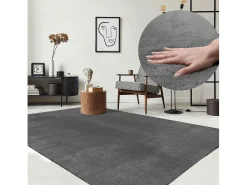 Alfombra pelo corto lavable antideslizante - Antracita - 160 x 220 cm - RELAX