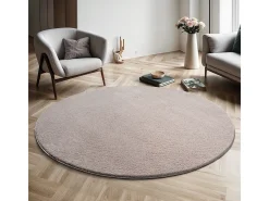 Alfombra pelo corto lavable antideslizante - arena - 120 cm Redondo - RELAX