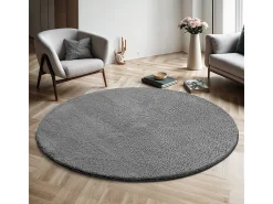 Alfombra pelo corto lavable antideslizante - Antracita - 120 cm Redondo - RELAX