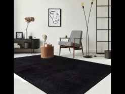 Alfombra pelo corto lavable antideslizante - Negro - 140 x 200 cm - RELAX
