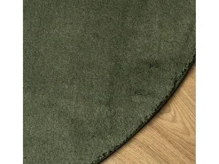 Alfombra pelo corto suave lavable HUARTE verde bosque Ø 80 cm ES64134
