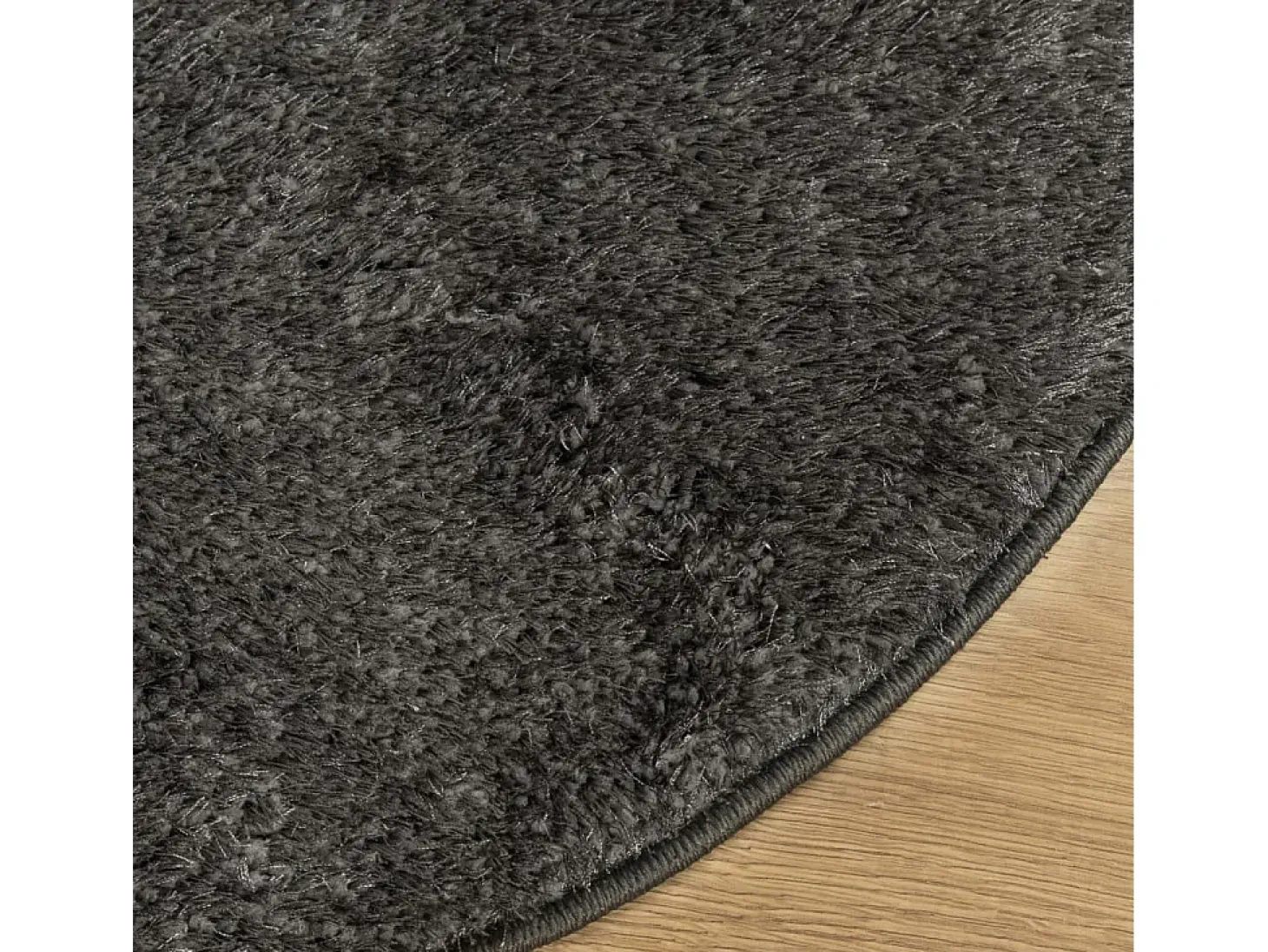 Alfombra pelo largo aspecto brillante ISTAN antracita Ø 160 cm ES78121