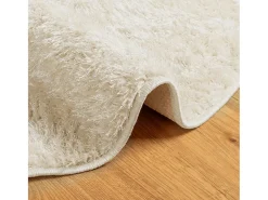 Alfombra pelo largo aspecto brillante ISTAN crema Ø 160 cm