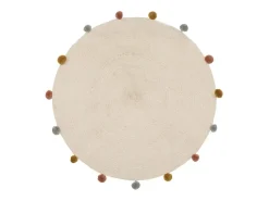 Alfombra pompon algodón beige 90x90cm