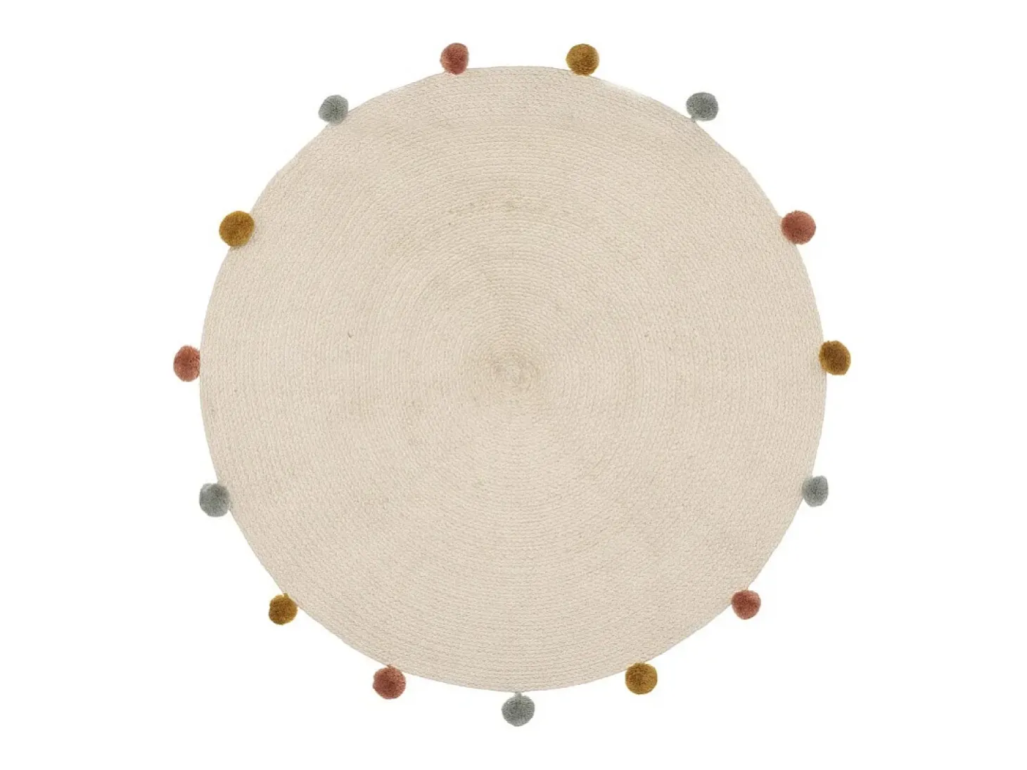 Alfombra pompon algodón beige 90x90cm