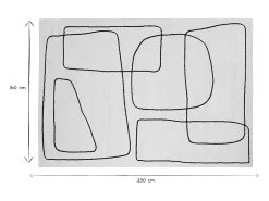 Alfombra rectangular 160 x 230 cm Line Art blanco roto y negro TIANA