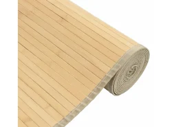 Alfombra rectangular de bambú natural claro 80x200 cm